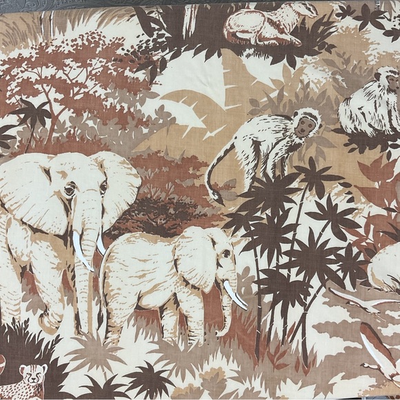 Reclaimed vintage 70s jungle safari Lady Pepperell fabric 42” x 64” - Picture 6 of 7